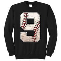 Baseball Birthday Boy Nine 9 Years Old Ninth 9th Bday Party Sweatshirt