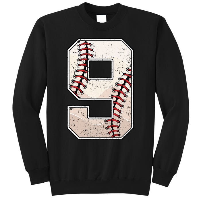 Baseball Birthday Boy Nine 9 Years Old Ninth 9th Bday Party Sweatshirt