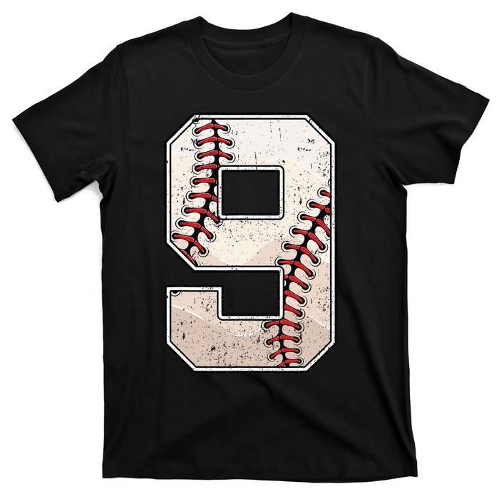 Baseball Birthday Boy Nine 9 Years Old Ninth 9th Bday Party T-Shirt