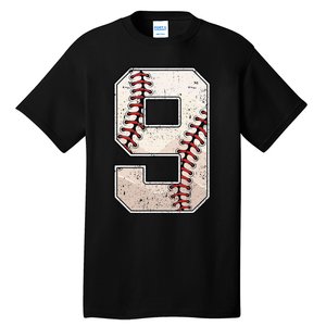 Baseball Birthday Boy Nine 9 Years Old Ninth 9th Bday Party Tall T-Shirt