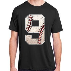 Baseball Birthday Boy Nine 9 Years Old Ninth 9th Bday Party Adult ChromaSoft Performance T-Shirt