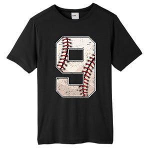 Baseball Birthday Boy Nine 9 Years Old Ninth 9th Bday Party Tall Fusion ChromaSoft Performance T-Shirt