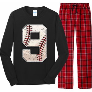 Baseball Birthday Boy Nine 9 Years Old Ninth 9th Bday Party Long Sleeve Pajama Set