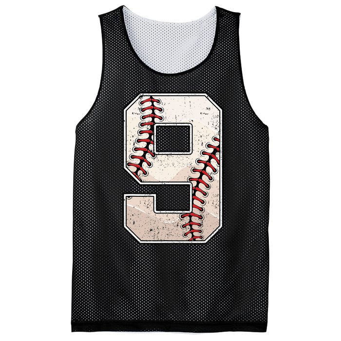 Baseball Birthday Boy Nine 9 Years Old Ninth 9th Bday Party Mesh Reversible Basketball Jersey Tank