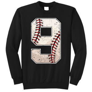 Baseball Birthday Boy Nine 9 Years Old Ninth 9th Bday Party Tall Sweatshirt