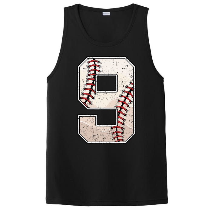 Baseball Birthday Boy Nine 9 Years Old Ninth 9th Bday Party PosiCharge Competitor Tank