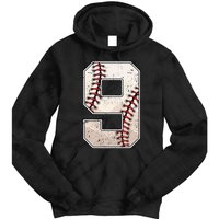 Baseball Birthday Boy Nine 9 Years Old Ninth 9th Bday Party Tie Dye Hoodie