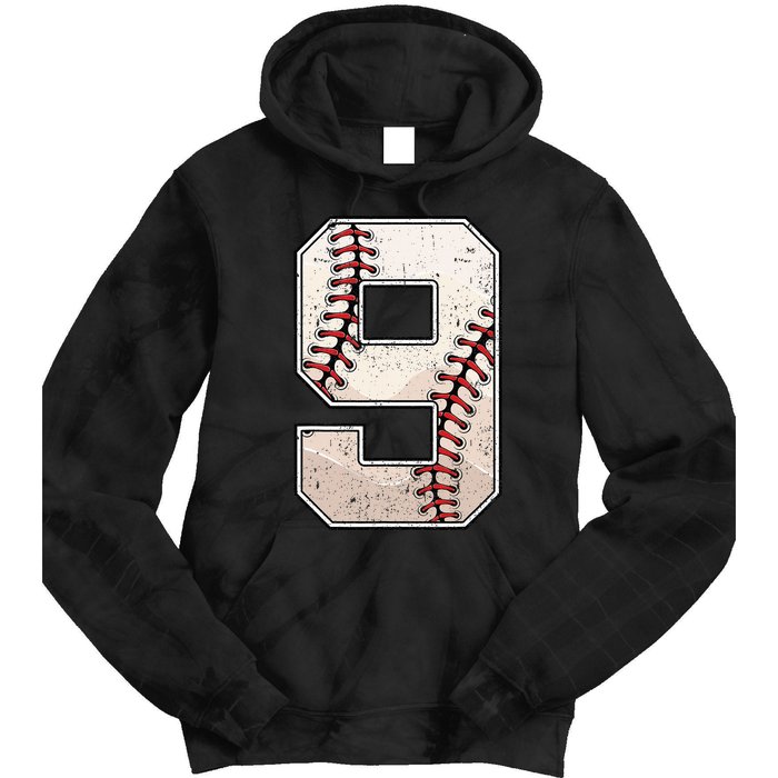 Baseball Birthday Boy Nine 9 Years Old Ninth 9th Bday Party Tie Dye Hoodie