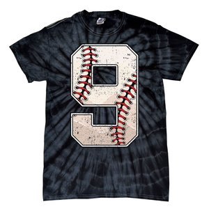 Baseball Birthday Boy Nine 9 Years Old Ninth 9th Bday Party Tie-Dye T-Shirt