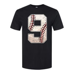 Baseball Birthday Boy Nine 9 Years Old Ninth 9th Bday Party Softstyle CVC T-Shirt