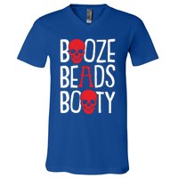 Booze Beads Booty Gasparilla Pirate Festival Jollyroger Gift V-Neck T-Shirt