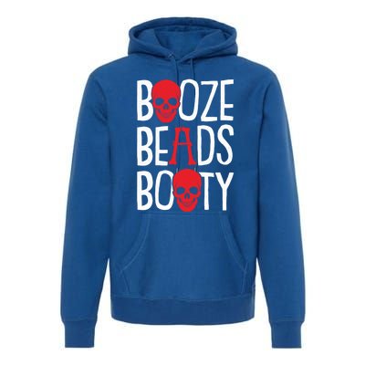 Booze Beads Booty Gasparilla Pirate Festival Jollyroger Gift Premium Hoodie