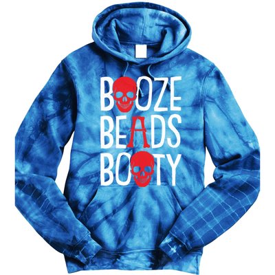 Booze Beads Booty Gasparilla Pirate Festival Jollyroger Gift Tie Dye Hoodie