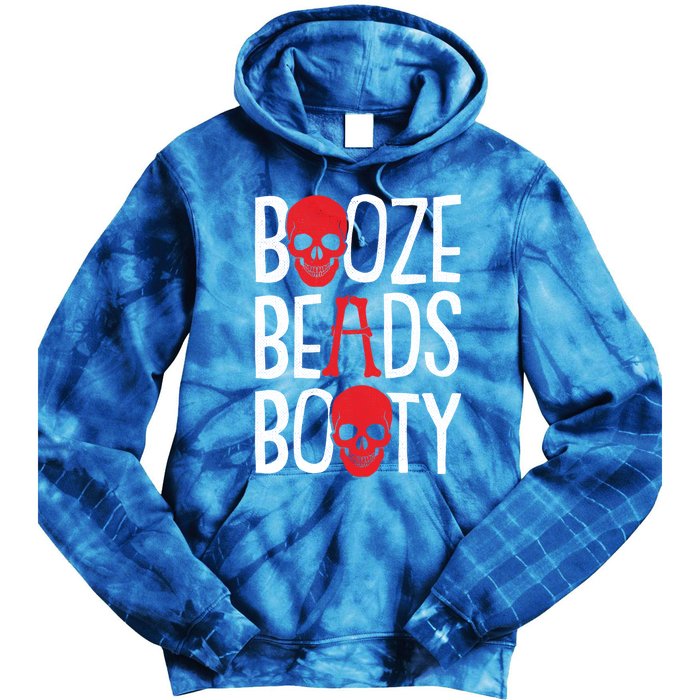 Booze Beads Booty Gasparilla Pirate Festival Jollyroger Gift Tie Dye Hoodie