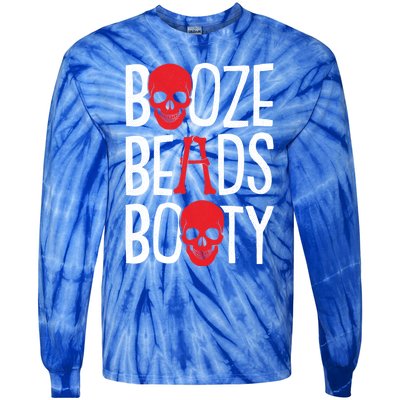 Booze Beads Booty Gasparilla Pirate Festival Jollyroger Gift Tie-Dye Long Sleeve Shirt