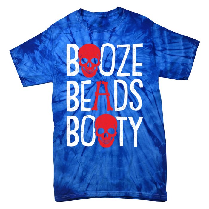 Booze Beads Booty Gasparilla Pirate Festival Jollyroger Gift Tie-Dye T-Shirt