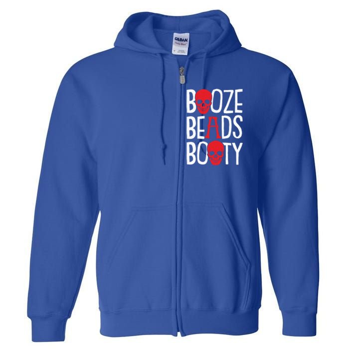 Booze Beads Booty Gasparilla Pirate Festival Jollyroger Gift Full Zip Hoodie