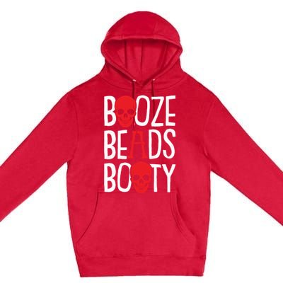 Booze Beads Booty Gasparilla Pirate Festival Jollyroger Gift Premium Pullover Hoodie