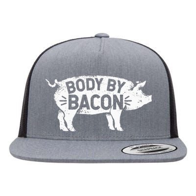 Body By Bacon For Low Carb High Fat Ketogenic Diet Flat Bill Trucker Hat