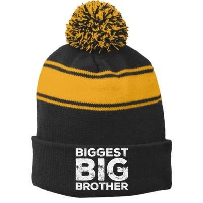 Biggest Big Brother Brother To Be Stripe Pom Pom Beanie