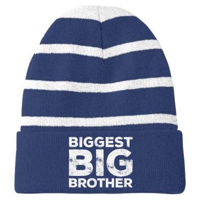 Biggest Big Brother Brother To Be Striped Beanie with Solid Band