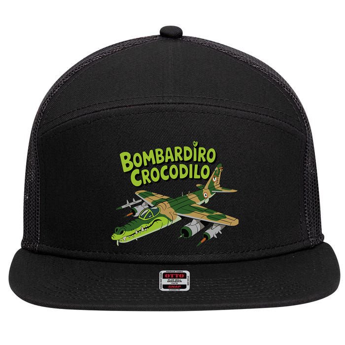 Boy Bombardilo Bombardier Crocodilo Italian Brainrot 7 Panel Mesh Trucker Snapback Hat
