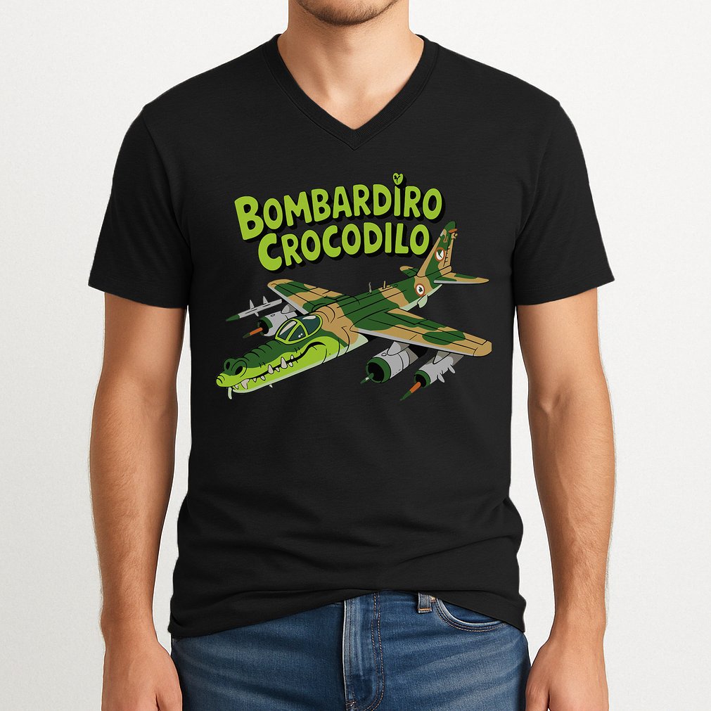 Boy Bombardilo Bombardier Crocodilo Italian Brainrot V-Neck T-Shirt