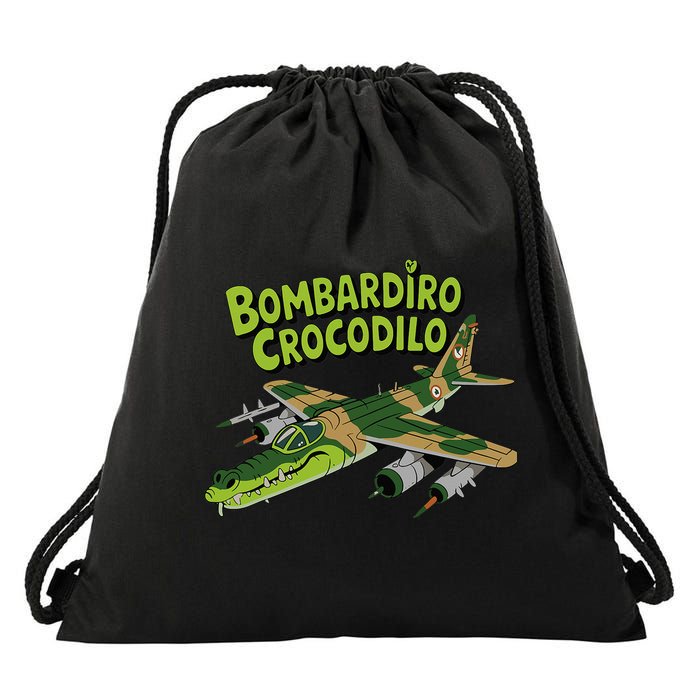 Boy Bombardilo Bombardier Crocodilo Italian Brainrot Drawstring Bag