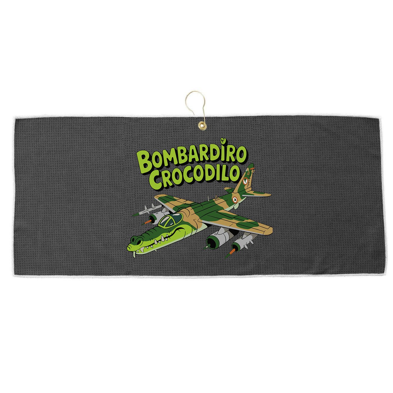 Boy Bombardilo Bombardier Crocodilo Italian Brainrot Large Microfiber Waffle Golf Towel