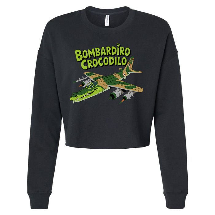 Boy Bombardilo Bombardier Crocodilo Italian Brainrot Cropped Pullover Crew