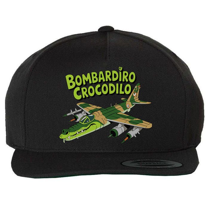 Boy Bombardilo Bombardier Crocodilo Italian Brainrot Wool Snapback Cap