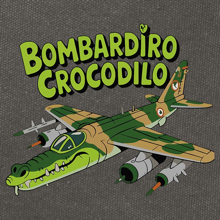 Boy Bombardilo Bombardier Crocodilo Italian Brainrot Cotton Canvas Backpack