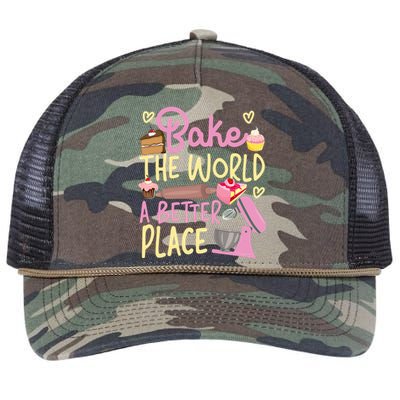 Bake Baking Beater Bake The World A Better Place Funny Gift Retro Rope Trucker Hat Cap