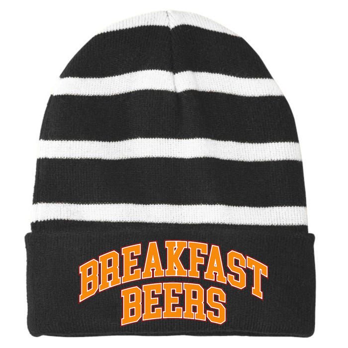 Breakfast Beer Striped Beanie with Solid Band