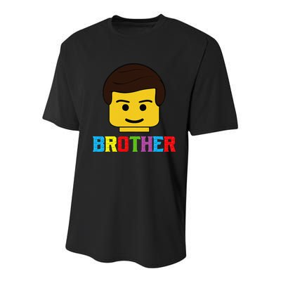 Block Brick Building Brother Master Builder Matching Family Youth Performance Sprint T-Shirt