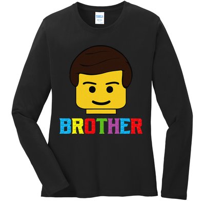 Block Brick Building Brother Master Builder Matching Family Ladies Long Sleeve Shirt