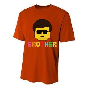 Block Brick Building Brother Master Builder Matching Family Performance Sprint T-Shirt