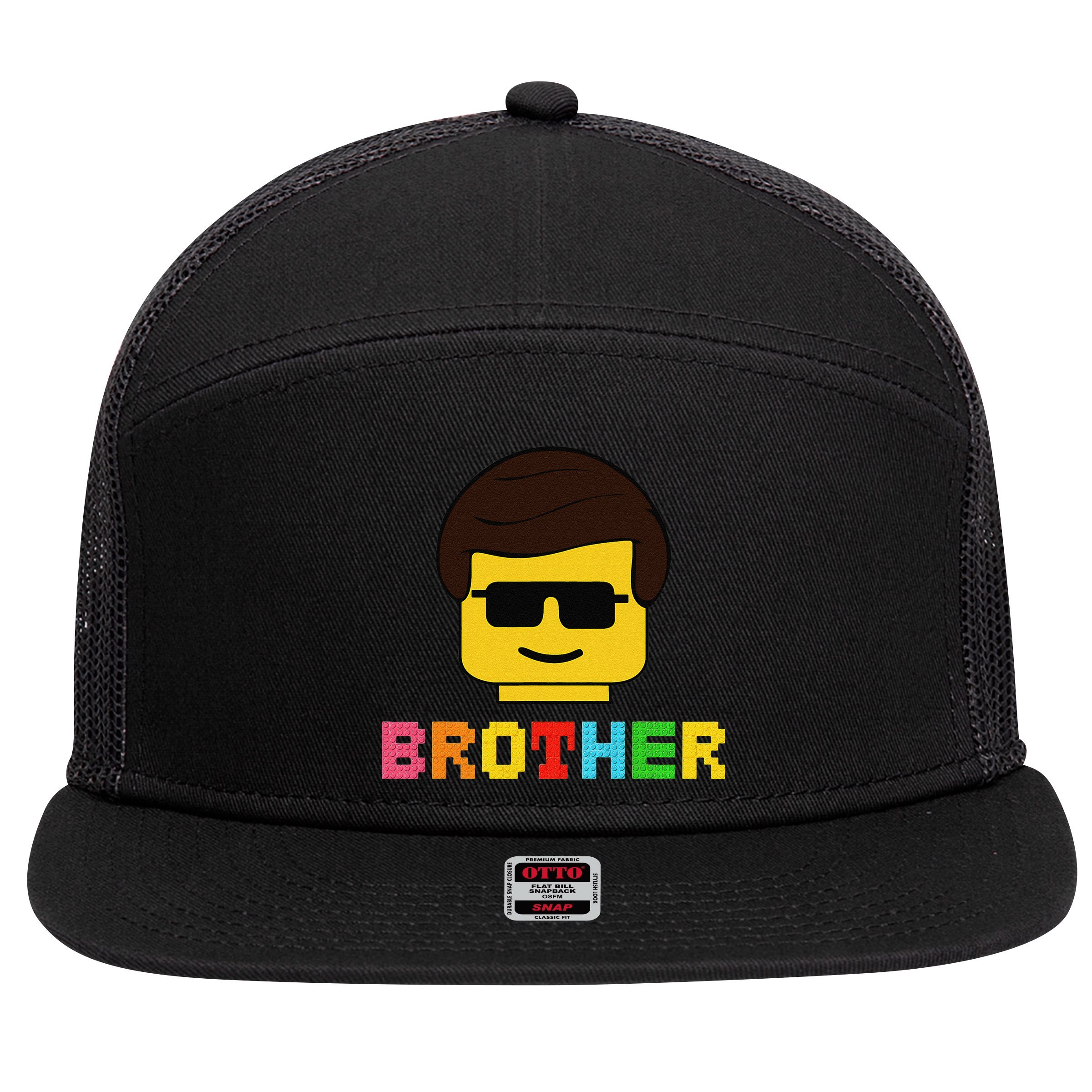 Block Brick Building Brother Master Builder Matching Family 7 Panel Mesh Trucker Snapback Hat