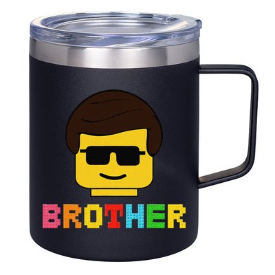 Block Brick Building Brother Master Builder Matching Family 12oz Stainless Steel Coffee Mug