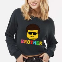 Block Brick Building Brother Master Builder Matching Family Cropped Pullover Crew