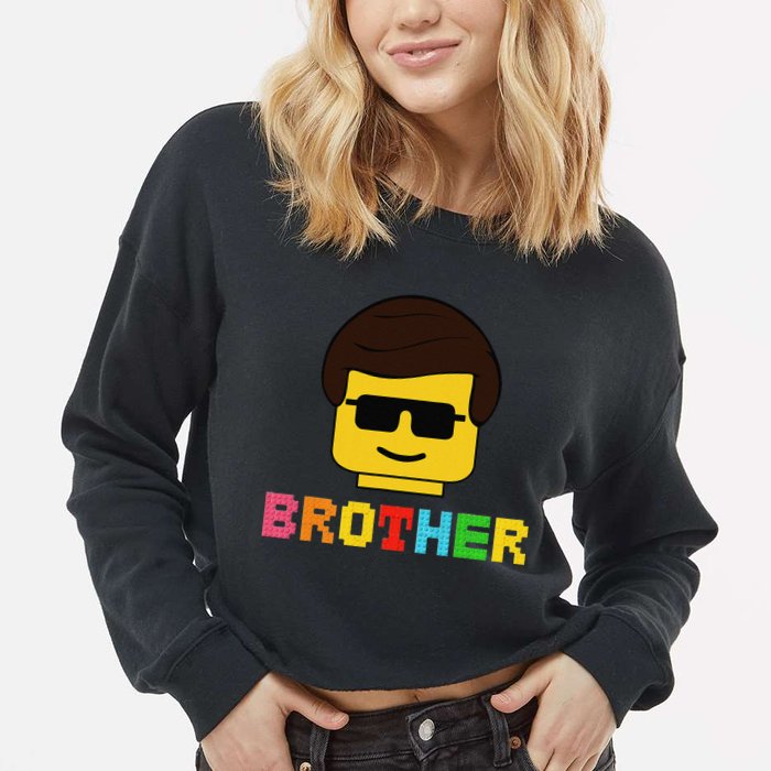 Block Brick Building Brother Master Builder Matching Family Cropped Pullover Crew