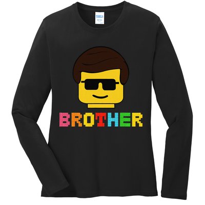 Block Brick Building Brother Master Builder Matching Family Ladies Long Sleeve Shirt