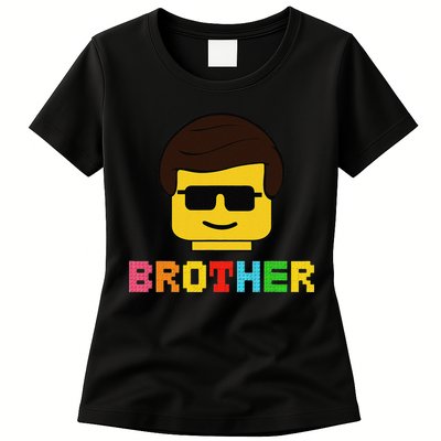 Block Brick Building Brother Master Builder Matching Family Womens T-Shirt