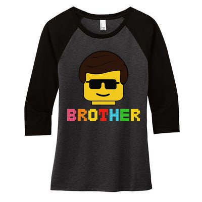 Block Brick Building Brother Master Builder Matching Family Women's Tri-Blend 3/4-Sleeve Raglan Shirt