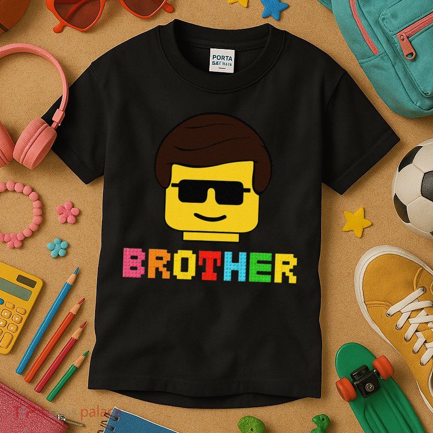 Block Brick Building Brother Master Builder Matching Family Kids T-Shirt