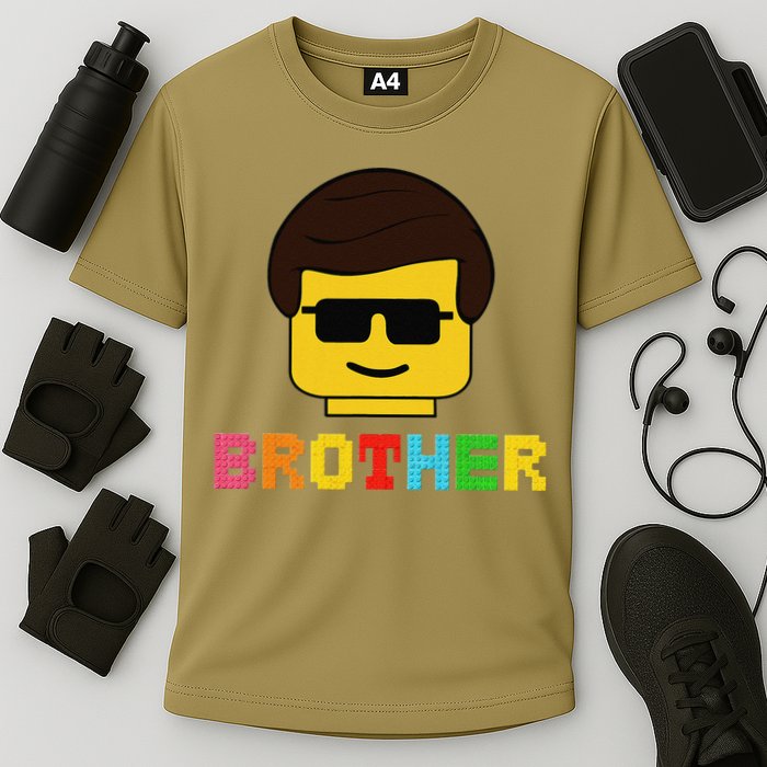 Block Brick Building Brother Master Builder Matching Family Cooling Performance Crew T-Shirt