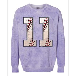 Baseball Birthday Boy Eleven 11 Years Old 11th Bday Party Colorblast Crewneck Sweatshirt