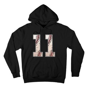 Baseball Birthday Boy Eleven 11 Years Old 11th Bday Party Hoodie