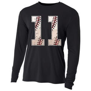 Baseball Birthday Boy Eleven 11 Years Old 11th Bday Party Cooling Performance Long Sleeve Crew