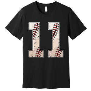 Baseball Birthday Boy Eleven 11 Years Old 11th Bday Party Premium T-Shirt